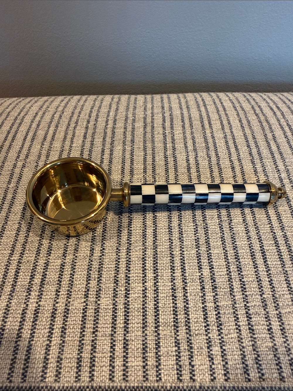 MacKenzie-Childs Gold Coffee Scoop with Courtly Check Handle-New in box